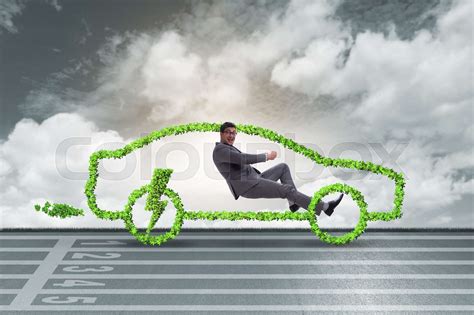 Electric Car Concept In Green Environment Concept Stock Image Colourbox