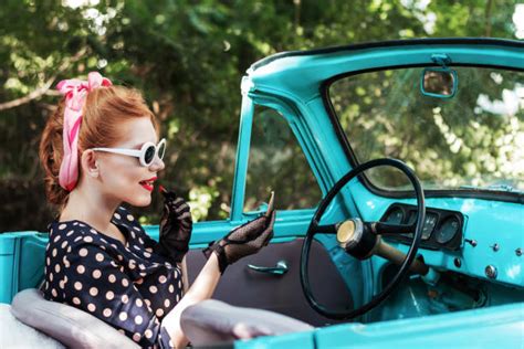 Pin Up Girl Driving Retro Revival Women Stock Photos Pictures