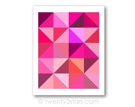 Pink Shades Triangles Poster Pink Geometric Poster Pink Room Art Pink Triangles Art Pink
