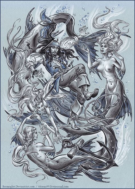 Captain Jack Sparrow And Mermaids By Bormoglot On Deviantart