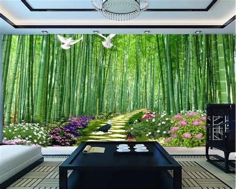 Bamboo Forest Pathway Woods Wall Mural Bamboo Tree Bamboo Forest