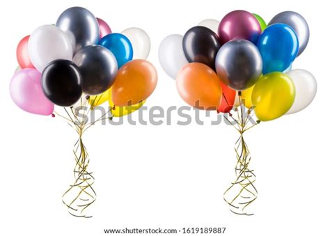 Set Multicolored Helium Balloons Clipping Path Stock Photo 1619189887