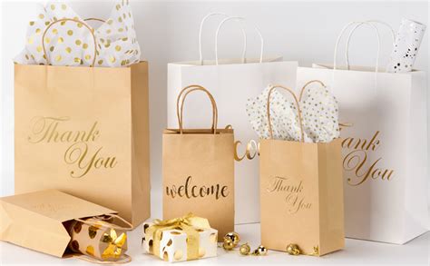 You can use them at your birthday party or a . Amazon.com: RUSPEPA Medium Kraft Gift Bags -Thank You Gold ...