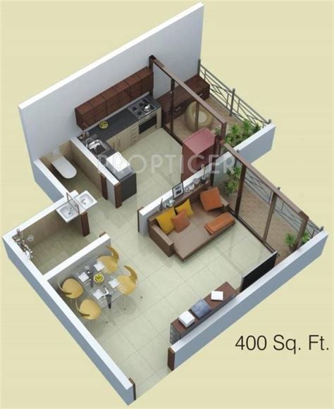 400 sq ft house plans 3d. 400 sq ft 1 BHK 1T Apartment for Sale in Siddhitech Homes ...