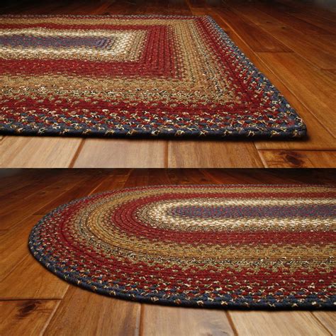 Log Cabin Step Cotton Braided Rug Country Primitive Braided Rug By