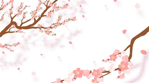 Sakura Branch With Falling Petals Vector Illustration Pink Cherry