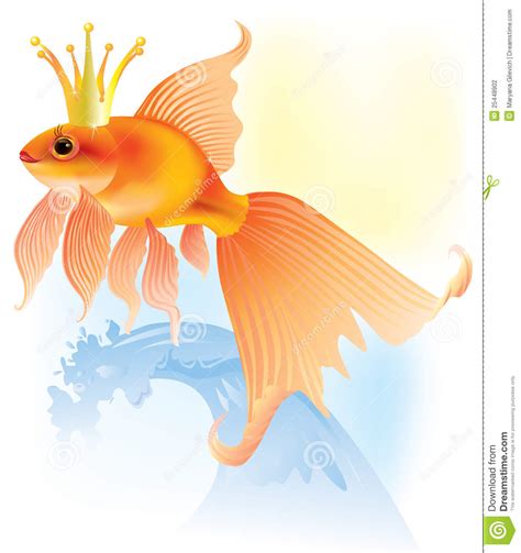 Goldfish In The Crown Stock Vector Illustration Of Swim