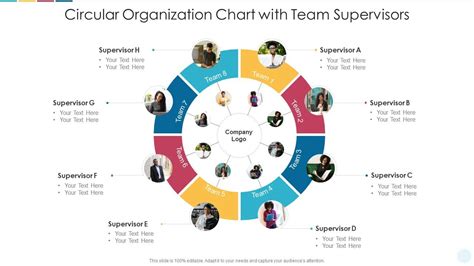 Circular Organization Chart With Team Supervisors Presentation