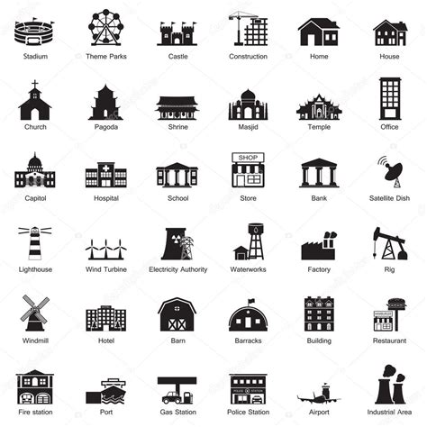 Buildings City Icon Set — Stock Vector © Bitontawan02 45899009