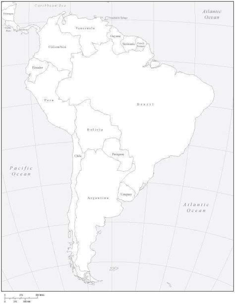 South America Black And White Map With Countries