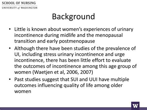 Ppt Outcomes Of Urinary Incontinence During The Menopausal Transition