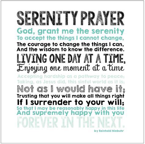 The Full Serenity Prayer Printable