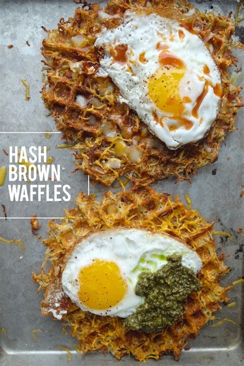 Coat the waffle iron with cooking spray, add ¾ cup of the potato mixture to each well and pat down. Hash Brown Waffles - Shutterbean