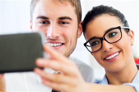 Business People Taking A Selfie In The Office Stock Image Image Of Economic Group 48675875