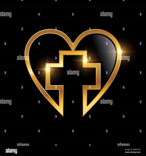 a vector illustration of golden love and cross logo sign stock vector image and art alamy