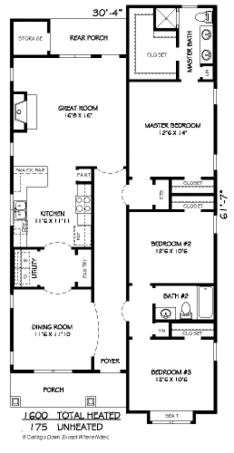 Traditional Style House Plan 3 Beds 2 Baths 1600 Sqft