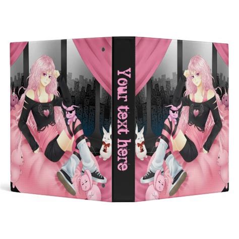Pink Punk Anime Girl Vinyl Binder Zazzle