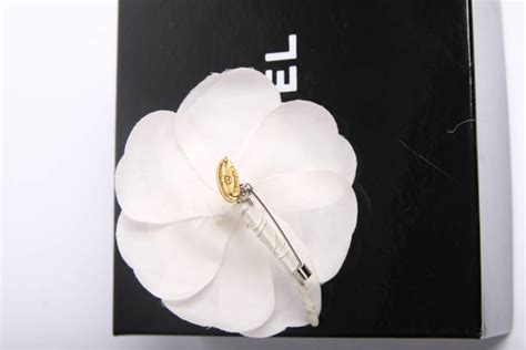 Chanel Silk Camellia Flower Brooch Pin White At 1stdibs Chanel