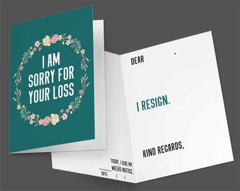 Funny Resignation Idea Im Sorry For Your Loss Card Etsy