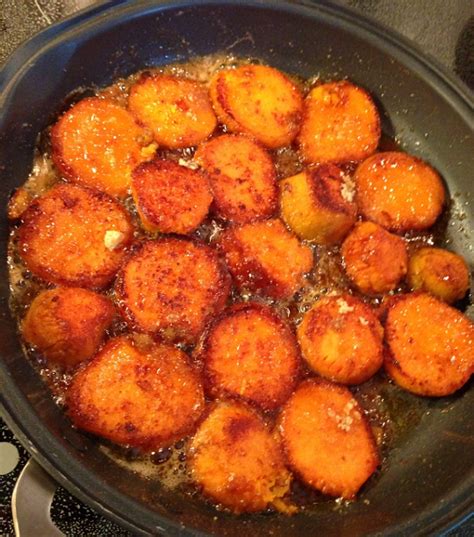 Fried Candied Sweet Potatoes With Caramelized Brown Sugar And Butter