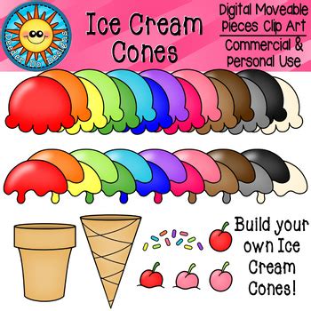 Ice Cream Cones Digital Moveable Clip Art By Deeder Do Designs Tpt