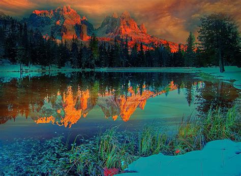 Body Of Water Sunset Nature Landscape Lake Hd Wallpaper Wallpaper