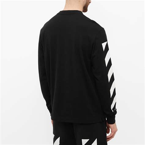 Off White Diagonal Helvetica Long Sleeve Tee Black End