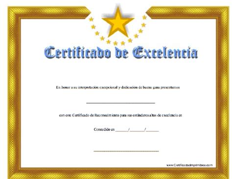 Certificado De Excelencía Certificados De Reconocimiento Diplomas De