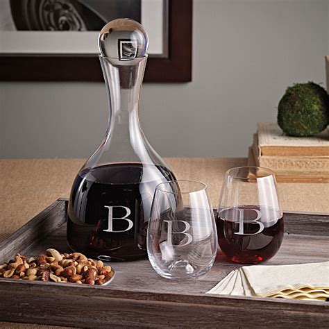 exclusively weddings lenox wine decanter and stemless wine glass set