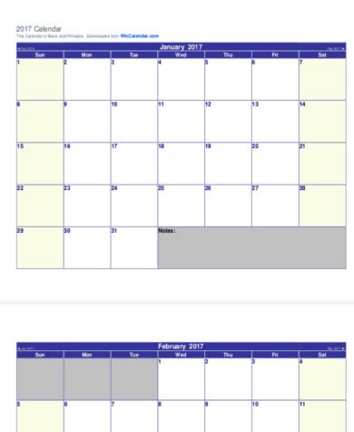 Free 5+ blank calendar pdf samples in pdf