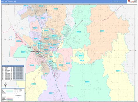 El Paso County Co Wall Map Color Cast Style By Marketmaps Mapsales