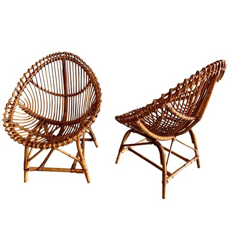 Yglight reclining sun lounger bamboo rocking chair recliner, adjustable sun lounger, with foot massage board and detachable cotton pad, elderly recliner, portable outdoor chair. Pair of Sculptural Rattan and Bamboo Chairs | Bamboo chair ...