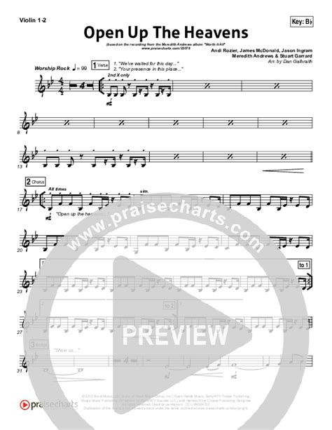 Open Up The Heavens Violin Sheet Music Pdf Meredith Andrews