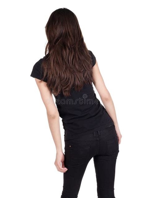Back View Of Standing Beautiful Woman Stock Image Image Of Brunette