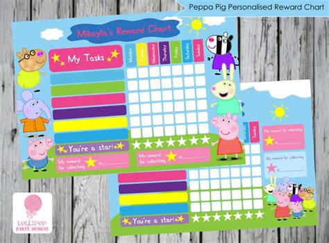Details About Peppa Pig Personalised Reward Chart Behaviour Chore Kids
