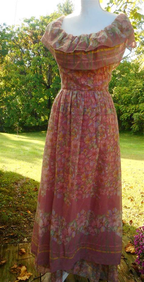 Vintage S Hippy Prairie Festival Dress Maxi Dress Floral Etsy Floral Maxi Dress