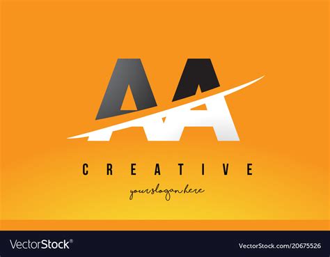 Aa A Letter Modern Logo Design With Yellow Vector Image