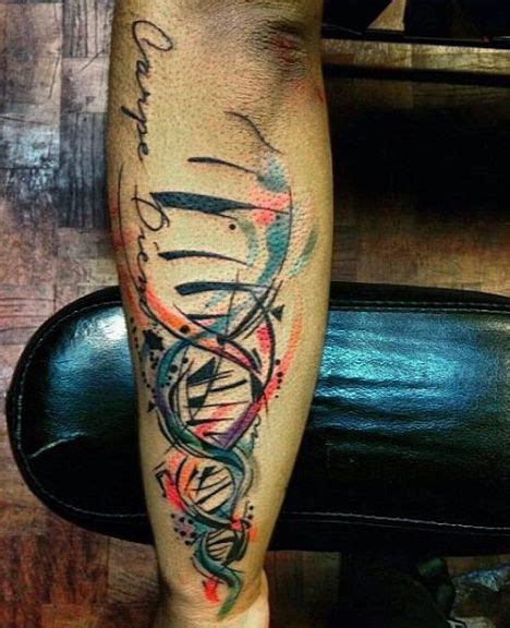 Male With Dna Tattoo Watercolor Style Dna Tattoo Tech Tattoo Forearm