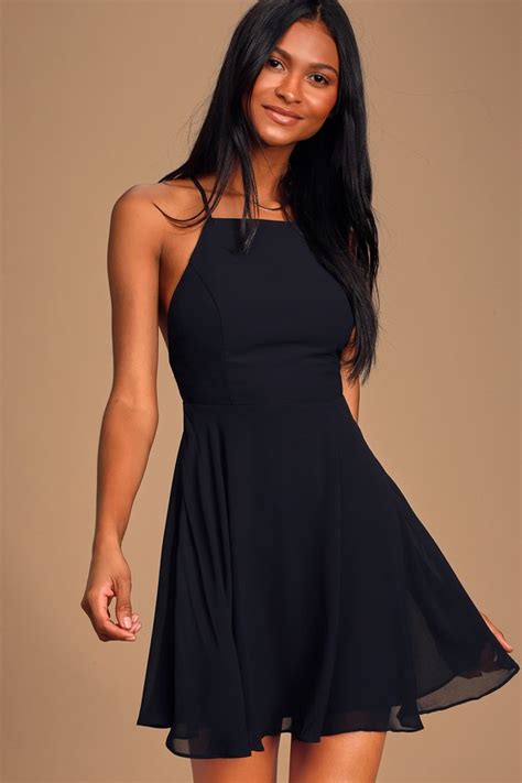 Lovely Black Dress Skater Dress Fit And Flare Dress Lbd Lulus