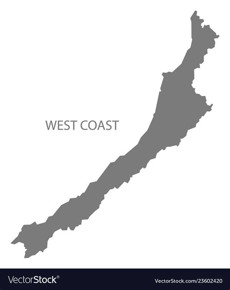 West Coast New Zealand Map Grey Royalty Free Vector Image