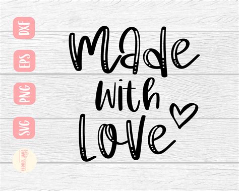 Made With Love SVG Design Handmade SVG File For Cricut Etsy