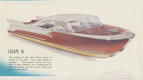 An Advertisement For A Speed Boat That Is Red And White With Gold Trimmings