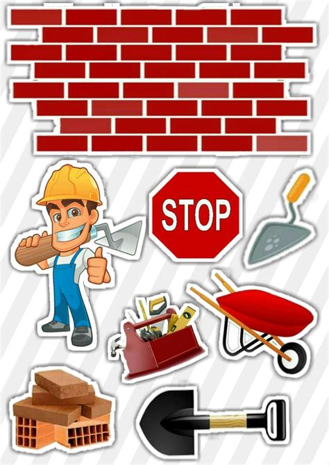 Topo De Bolo Construção Para Imprimir