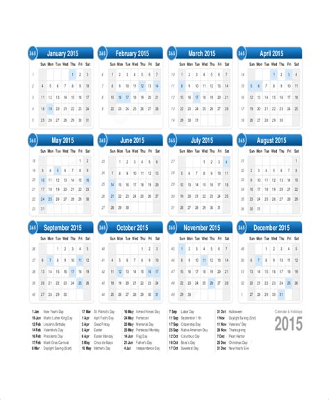 Yearly Calendar Template With Us Holidays Free Printable Templates