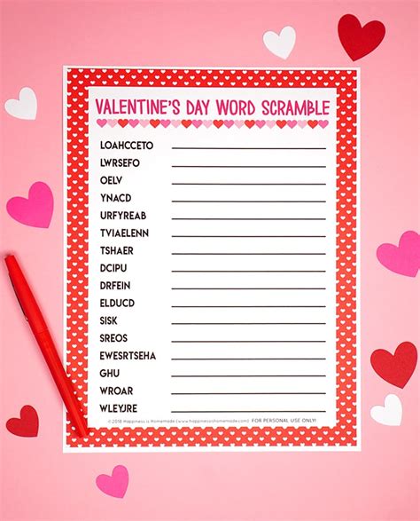 Valentines Day Word Scramble Printable Happiness Is Homemade