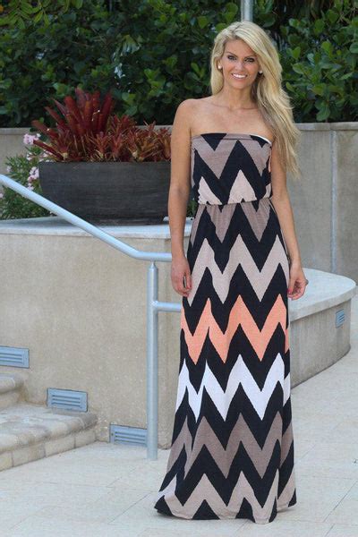 Taupe Strapless Chevron Maxi Dress Saved By The Dress