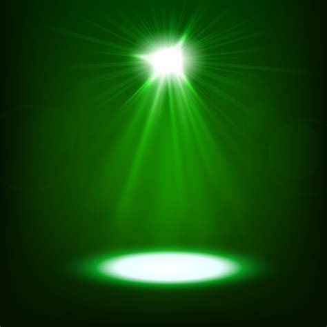 Green Spotlight Shining On Dark Background Vector Illustration