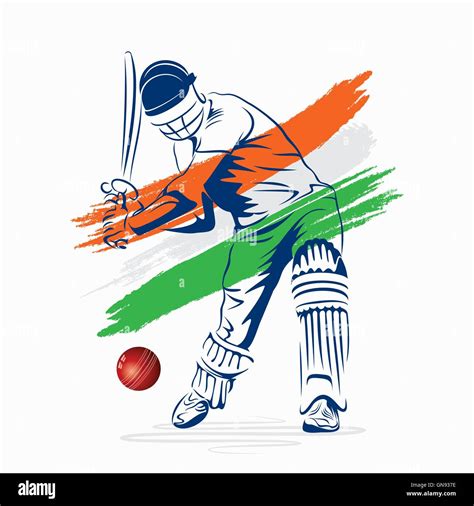 Creative Abstract Cricket Player Design By Brush Stroke Vector Stock