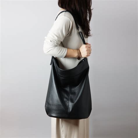 Large Leather Hobo Bag Black Semashow Com