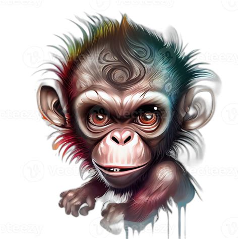 Free Colorful Monkey Ape Artwork Illustration T Shirt Design